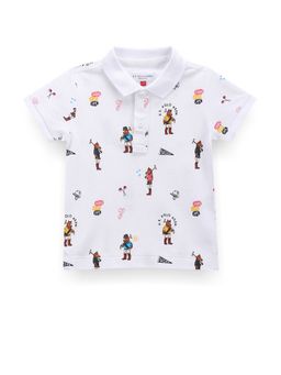 U.S. POLO ASSN. - Boys Mascot Printed Polo T-Shirt White