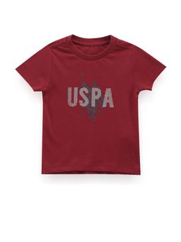 U.S. POLO ASSN. - Boys Printed Cotton T-Shirt Burgundy
