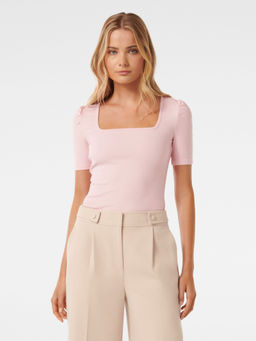 Forever New - Petra Square Puff Sleeve Top-Pink
