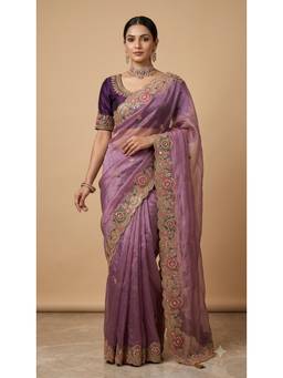 Dress & Dazzle - Dust Rose Mauve Saree