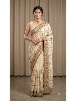 Dress & Dazzle - Ivory Saree