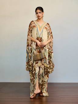 Ritu Kumar - Misty Mosaic Green Kaftan Kurta