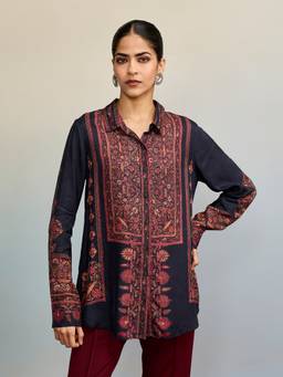 Ritu Kumar - Hiyaa Navy Blue Shirt