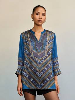 Ritu Kumar - Batik Stripe Blue Top