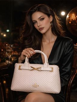 Lavie Paris - Women's Bleuet Satchel Bag with Detachable Strap -White (LARGE)