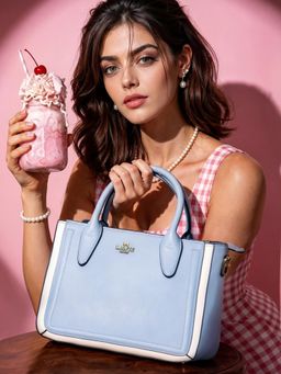 Lavie Paris - Women's Camelia Satchel Bag with Detachable Strap -Blue (MEDIUM)