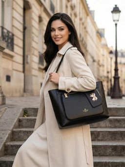 Lavie Paris - Women's Pisa Tote Bag with Pouch- Black (LARGE)