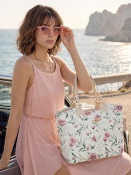 Lavie Paris - Women's Fleur Tote Bag- White (LARGE)