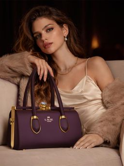 Lavie Paris - Women's Gazelle Frame Satchel Bag with Detachable Strap -Wine (SMALL)