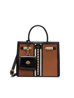 Lavie Paris - Women's Louvre Satchel Bag with Detachable Strap -Brown (MEDIUM)