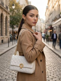 Lavie Paris - Women's Quincy Flap Sling Bag- White (MEDIUM)