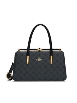 Lavie Paris - Women's Chic Dual Frame Satchel Bag with Detachable Strap-Charcoal (MEDIUM)