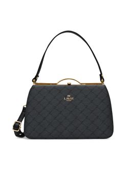 Lavie Paris - Women's Chic Sat Frame Satchel Bag with Detachable Strap-Charcoal (MEDIUM)