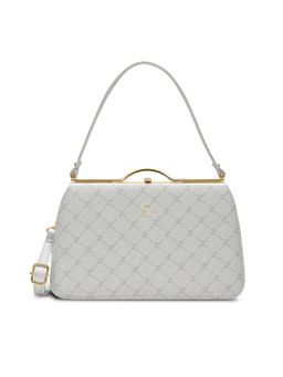 Lavie Paris - Women's Chic Sat Frame Satchel Bag with Detachable Strap-Off White (MEDIUM)
