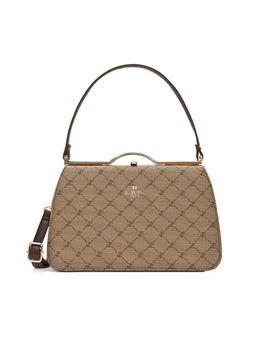 Lavie Paris - Women's Chic Sat Frame Satchel Bag with Detachable Strap- Khaki (MEDIUM)