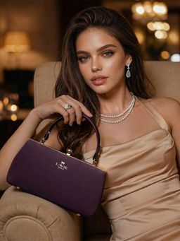 Lavie Paris - Women's Dorie Frame Satchel Bag with Detachable Strap- Wine (SMALL)