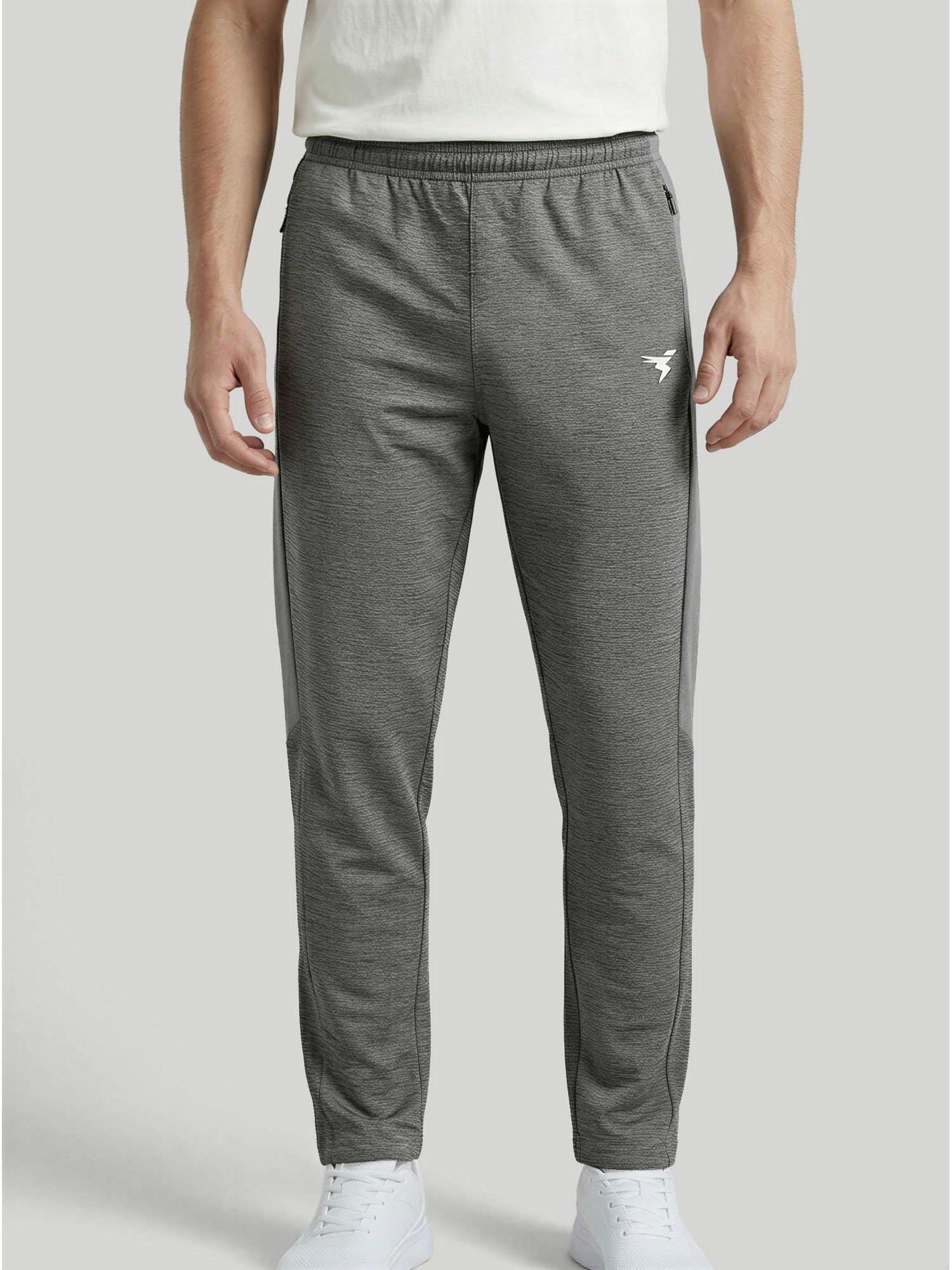 Men Melange Slim Fit Sports Grey Trackpants