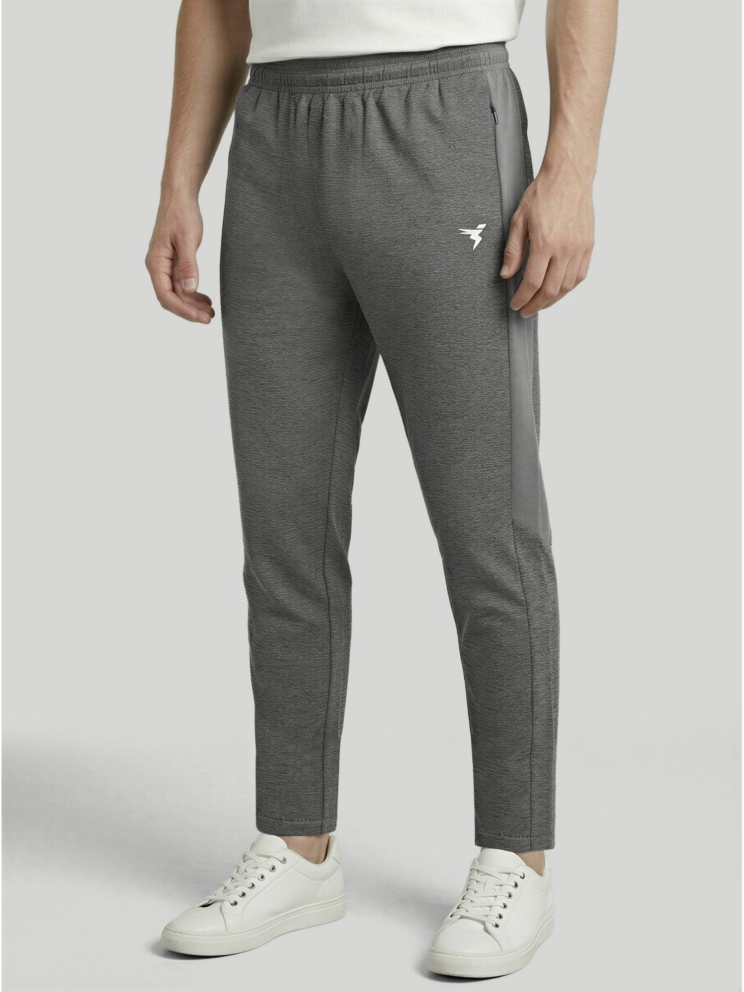 Men Melange Slim Fit Sports Grey Trackpants