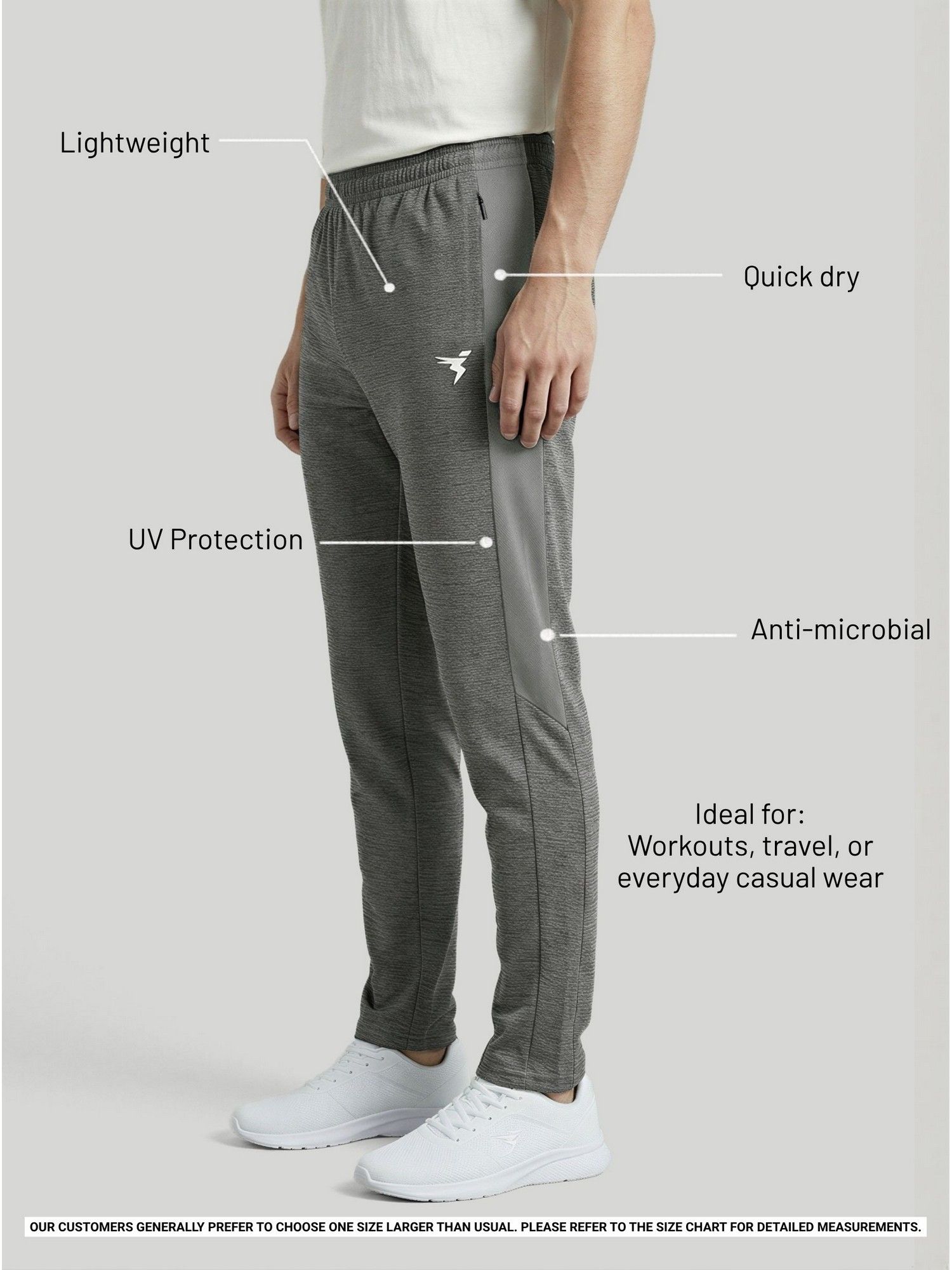 Men Melange Slim Fit Sports Grey Trackpants