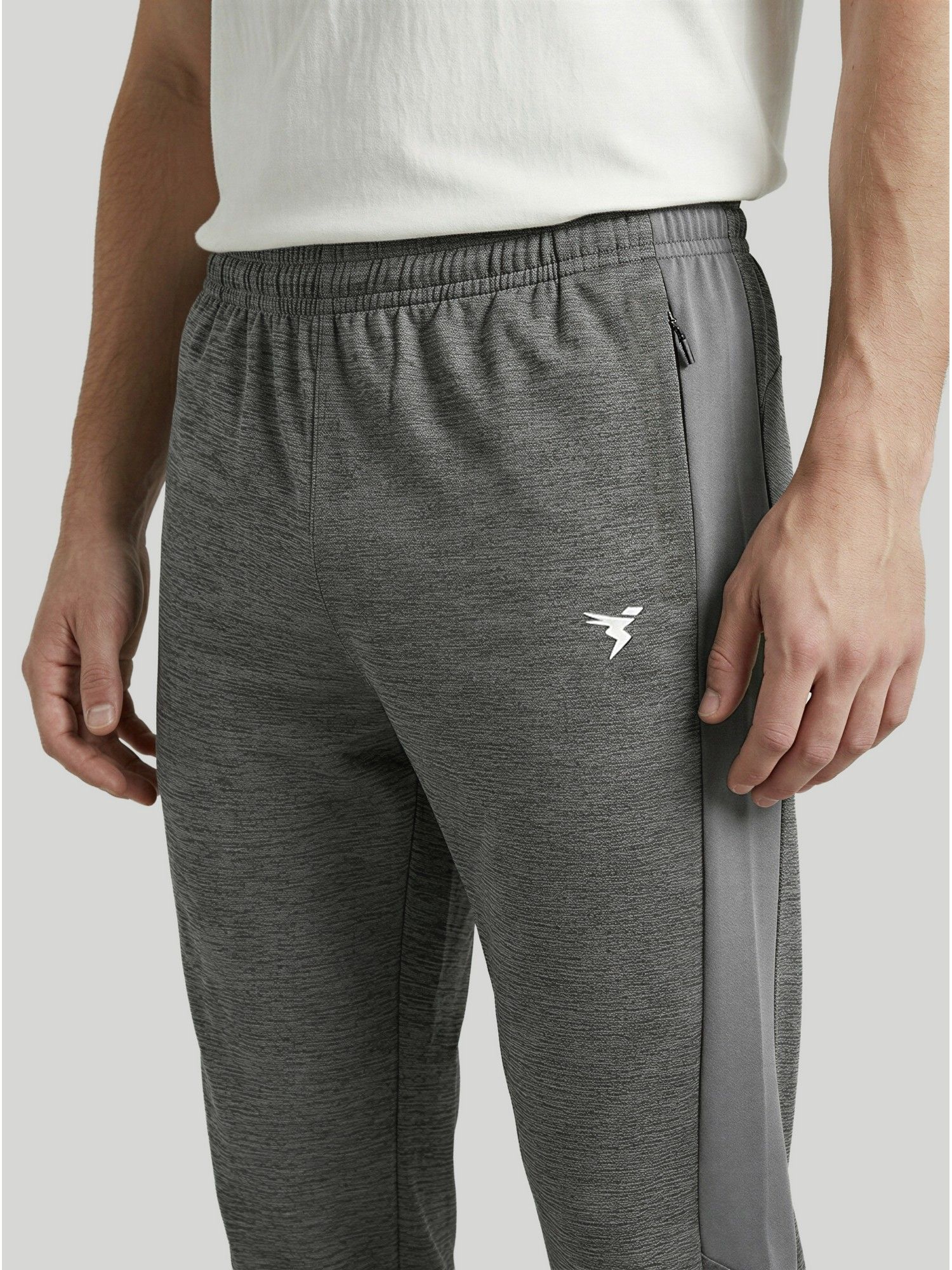Men Melange Slim Fit Sports Grey Trackpants