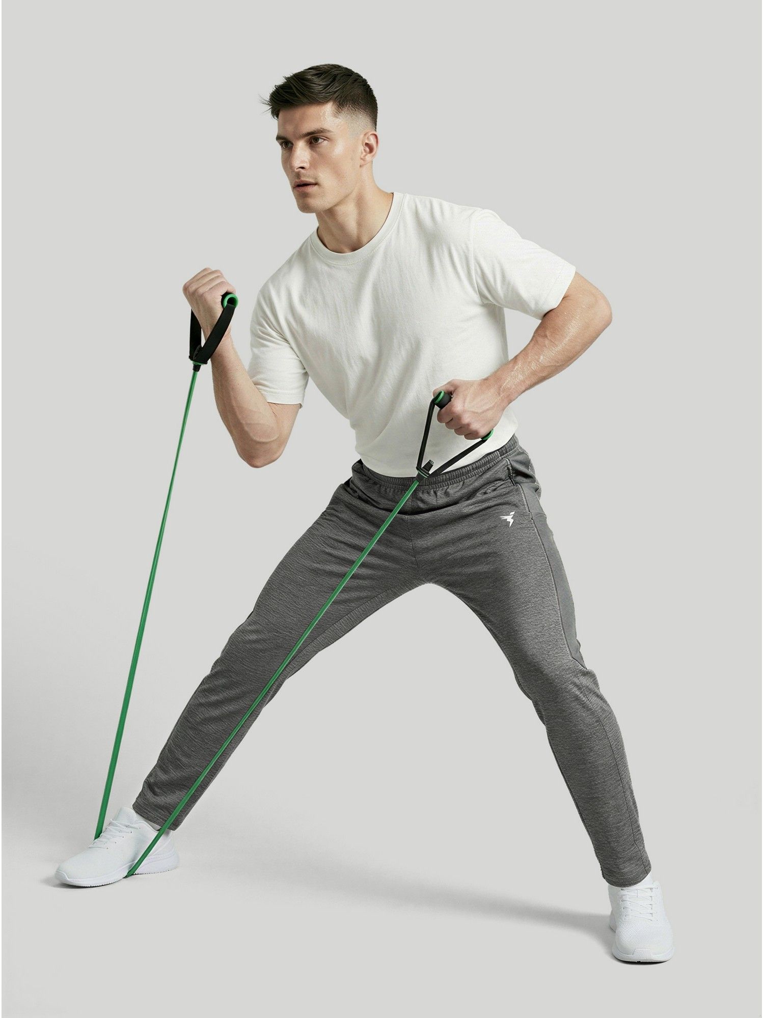 Men Melange Slim Fit Sports Grey Trackpants