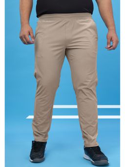 Technosport - Men Plus Size Solid Relaxed Fit Sports Khaki Trackpants