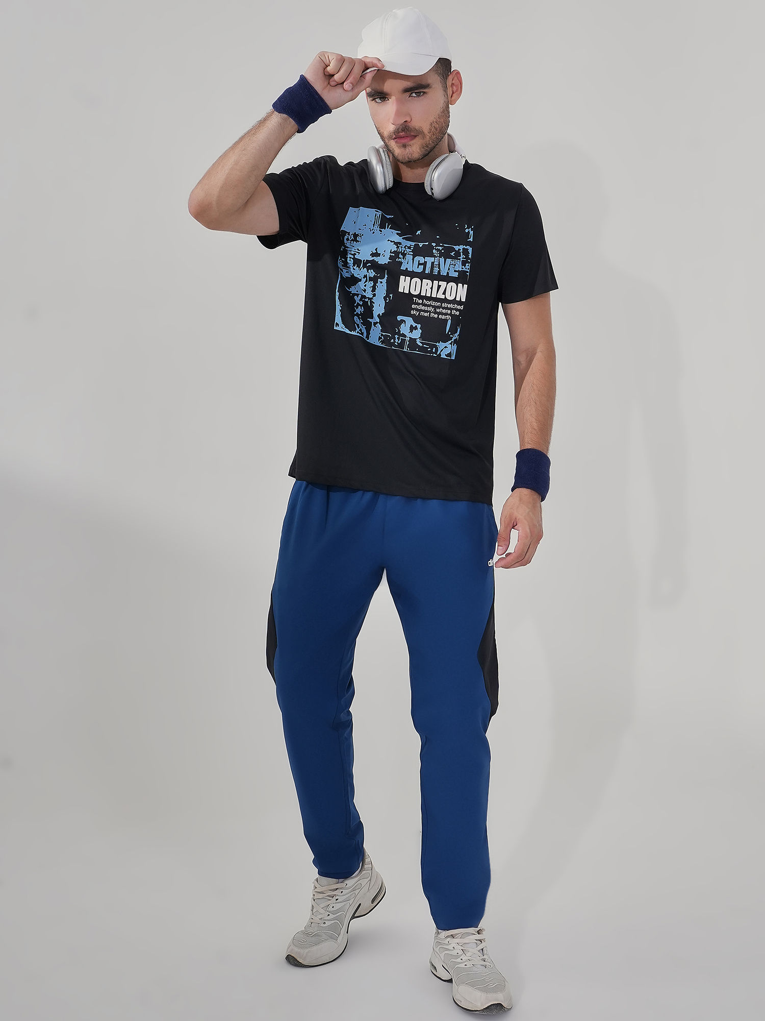 Men Micro Fine Poly Blue Trackpant