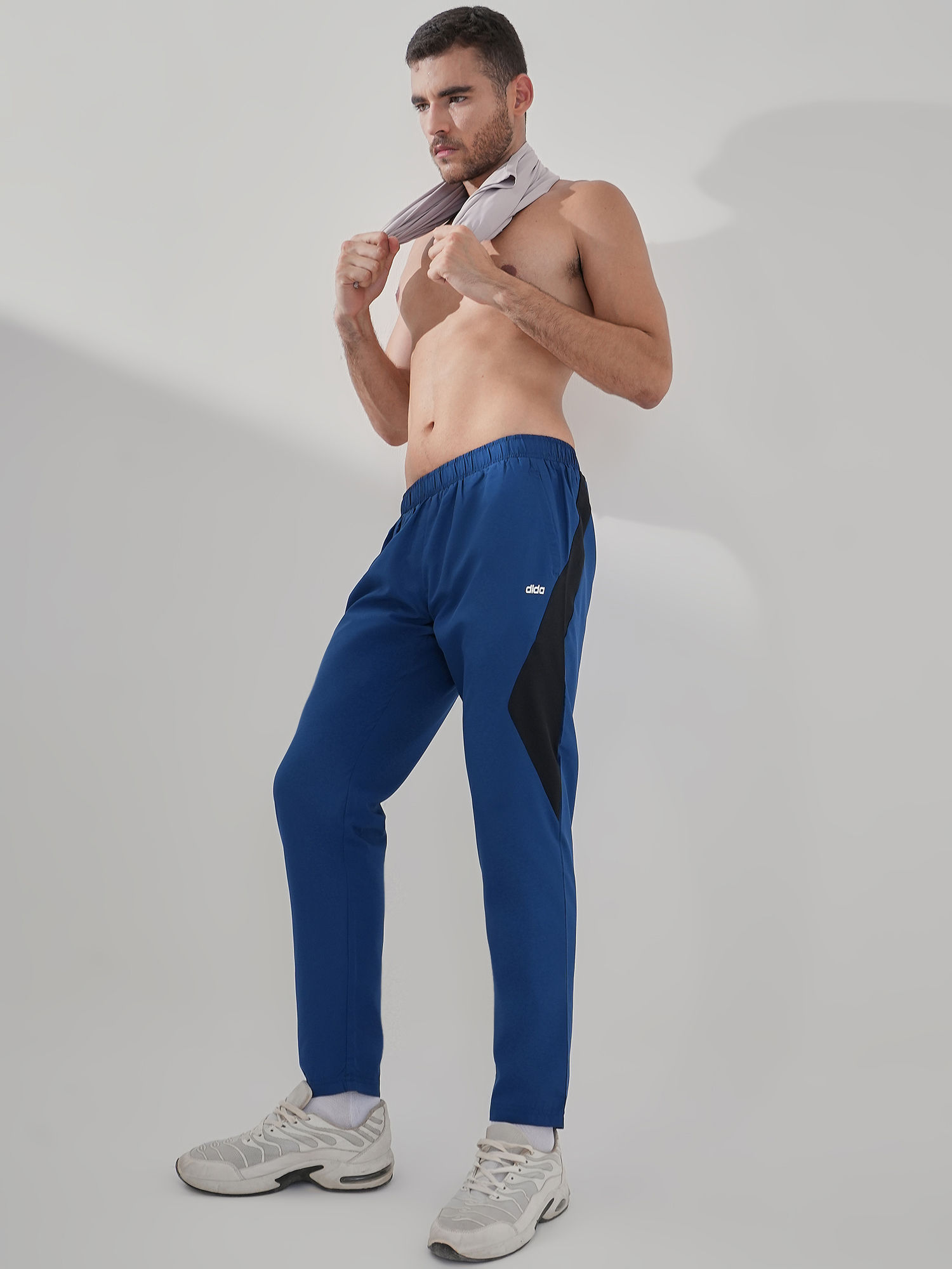 Men Micro Fine Poly Blue Trackpant
