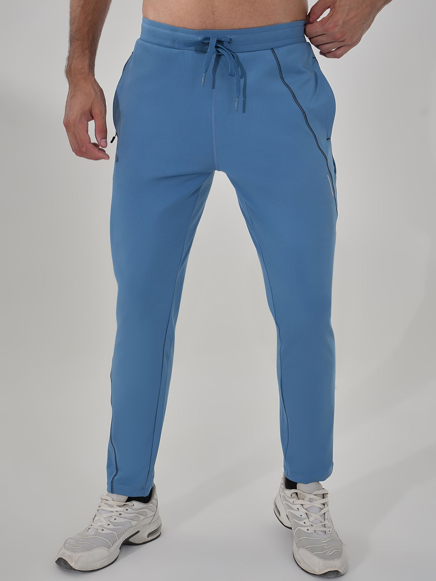 Men Micro Fine Poly Teal Trackpant
