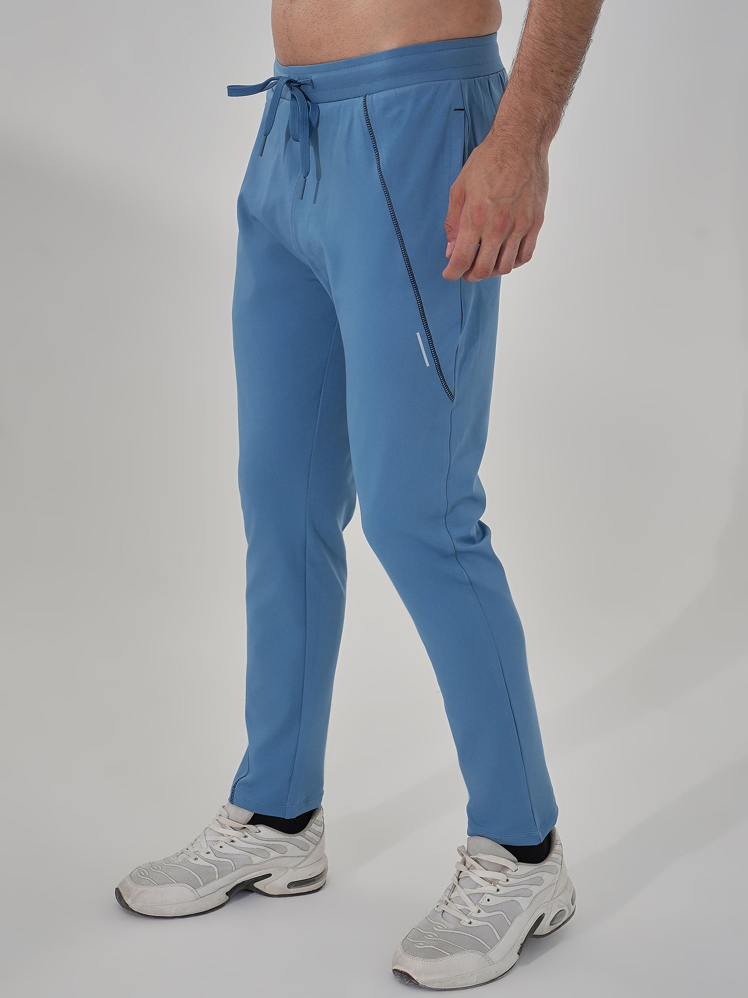 Men Micro Fine Poly Teal Trackpant