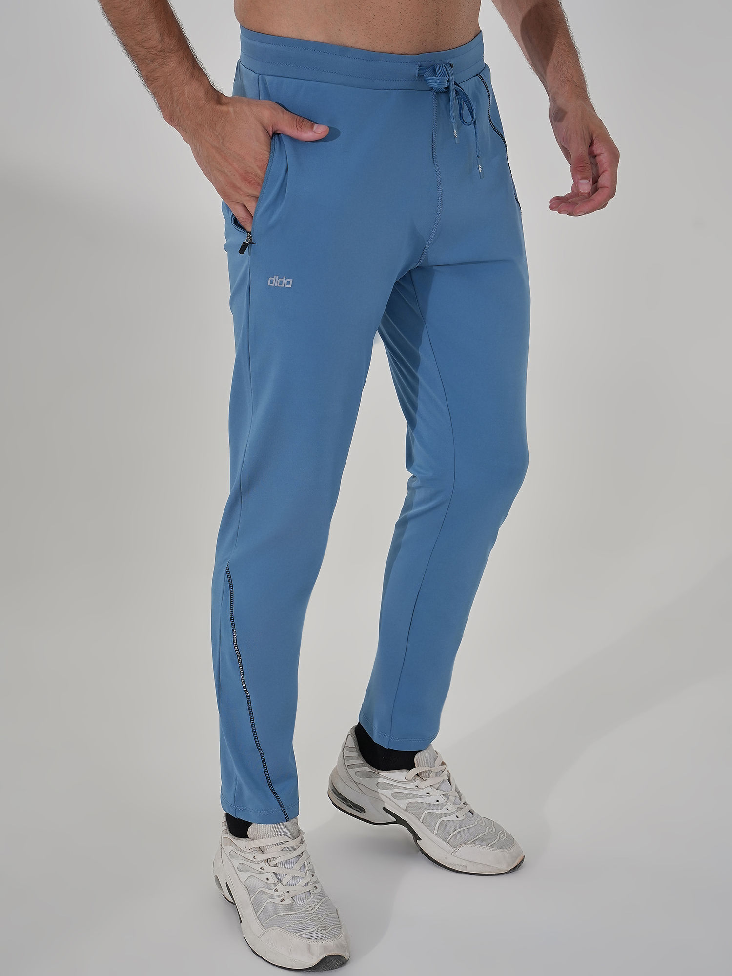 Men Micro Fine Poly Teal Trackpant