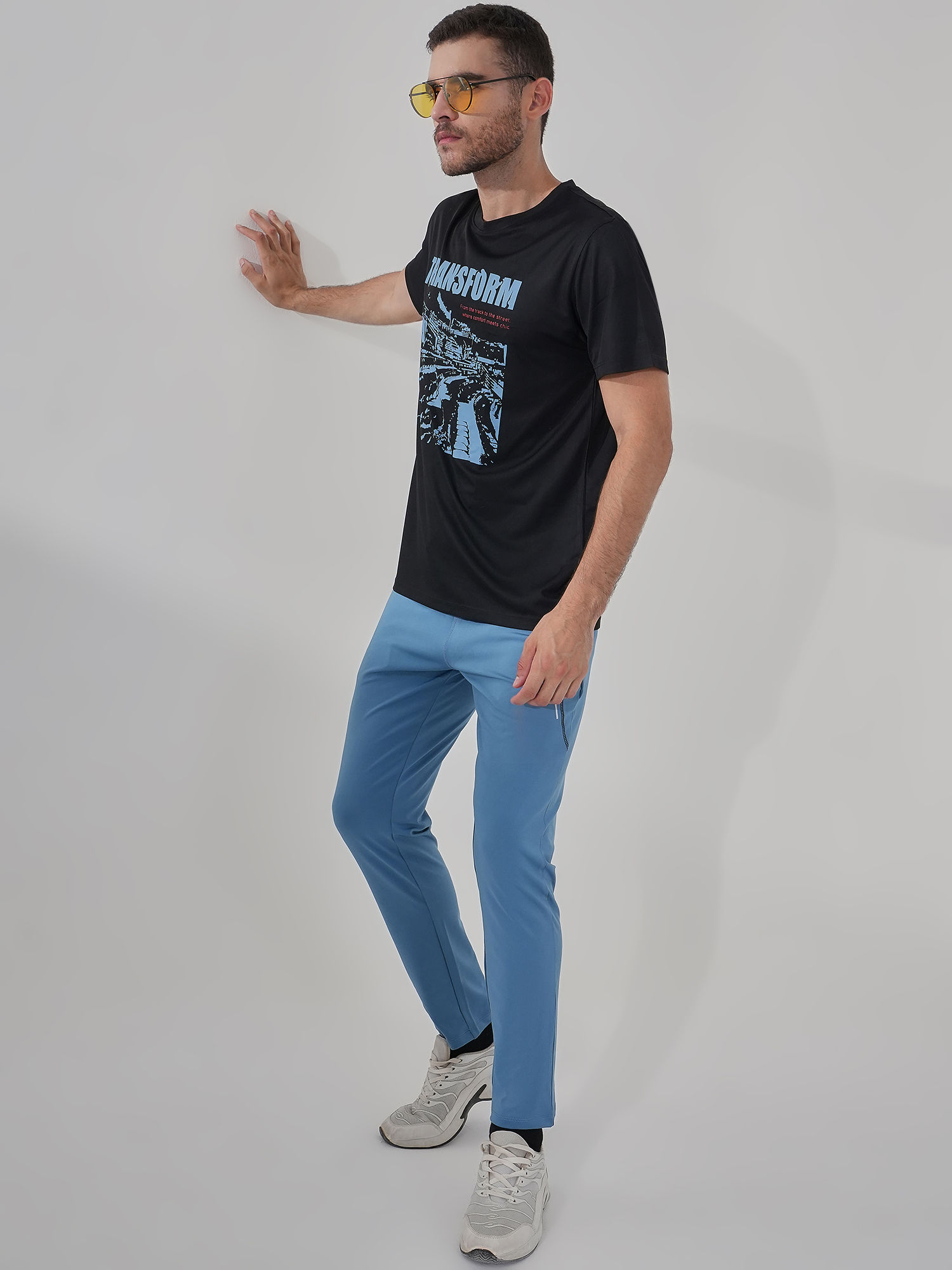 Men Micro Fine Poly Teal Trackpant