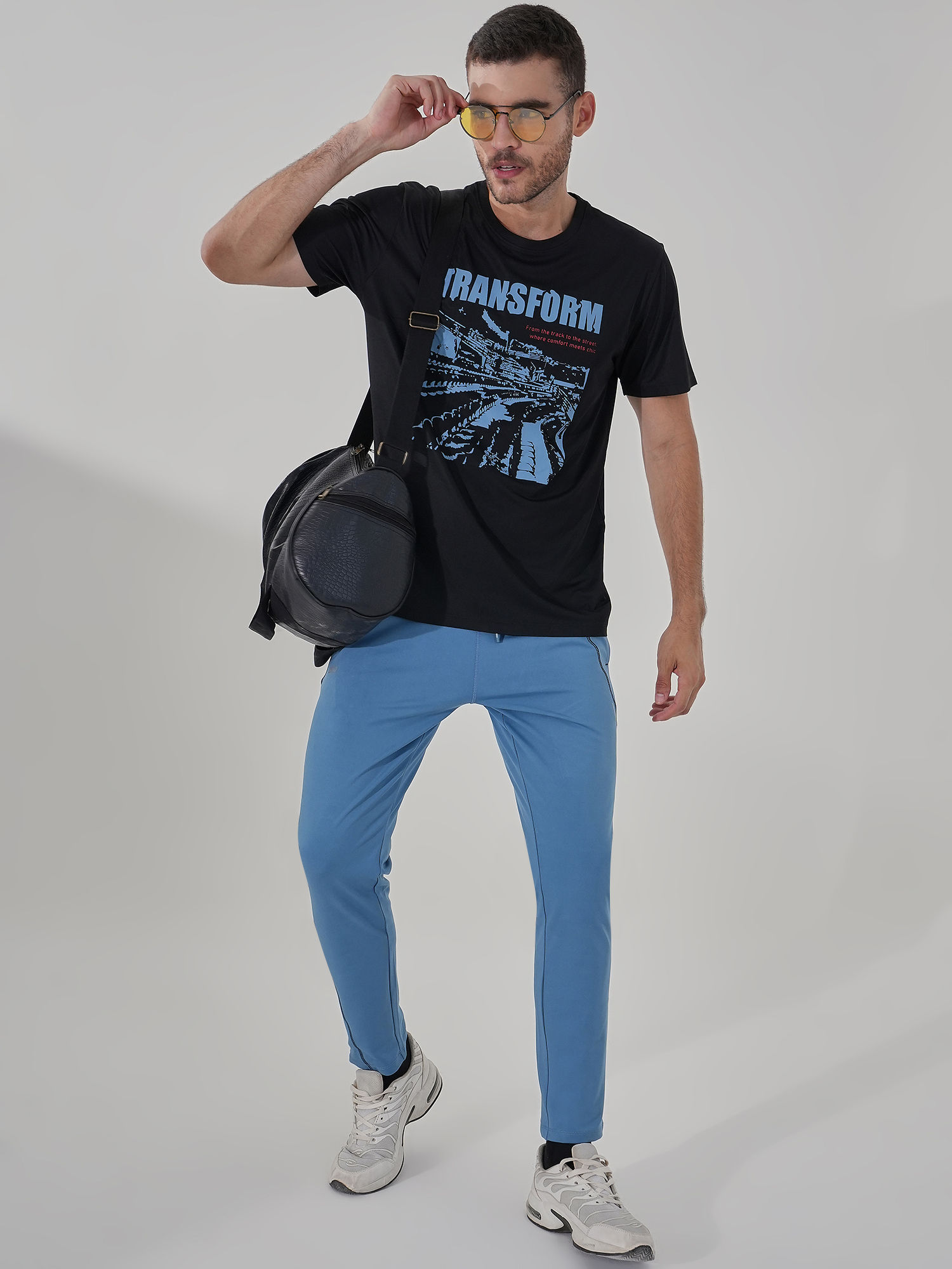 Men Micro Fine Poly Teal Trackpant