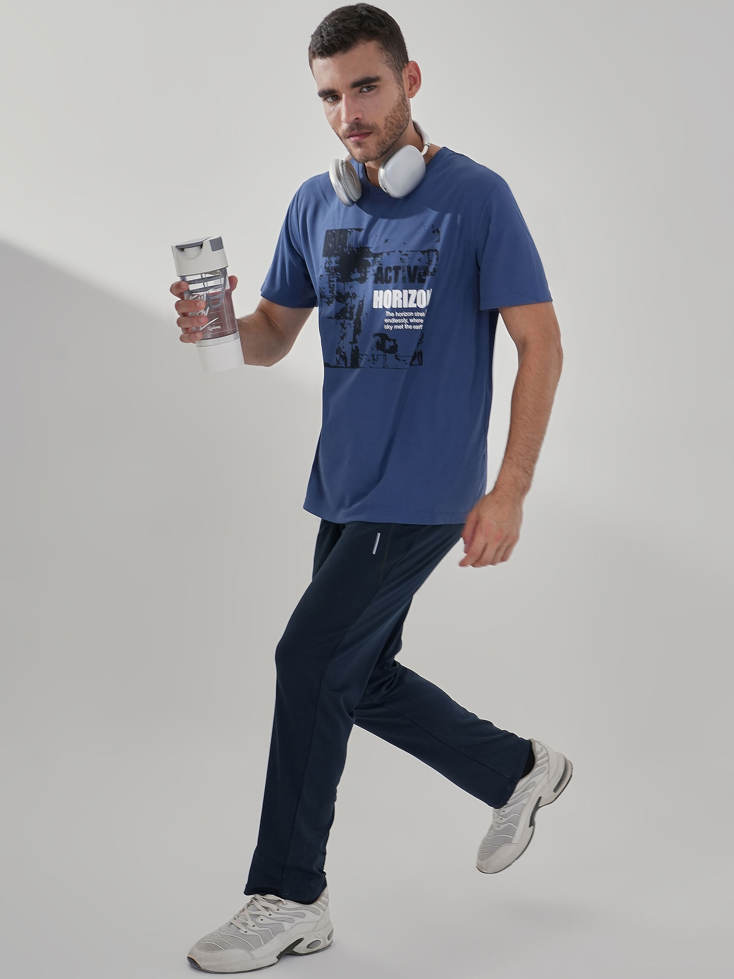 Men Versatile Navy Blue Track Pant
