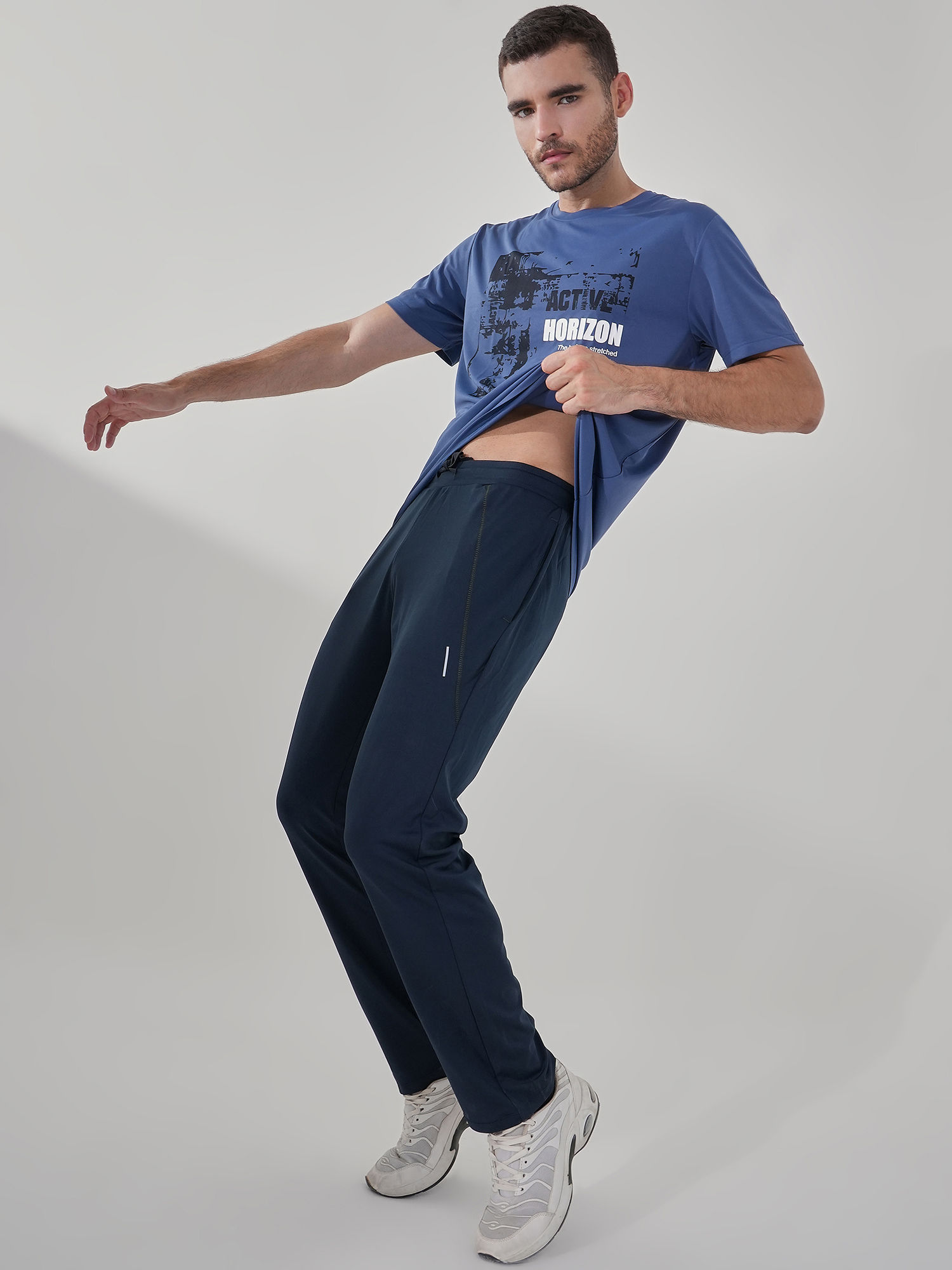 Men Versatile Navy Blue Track Pant