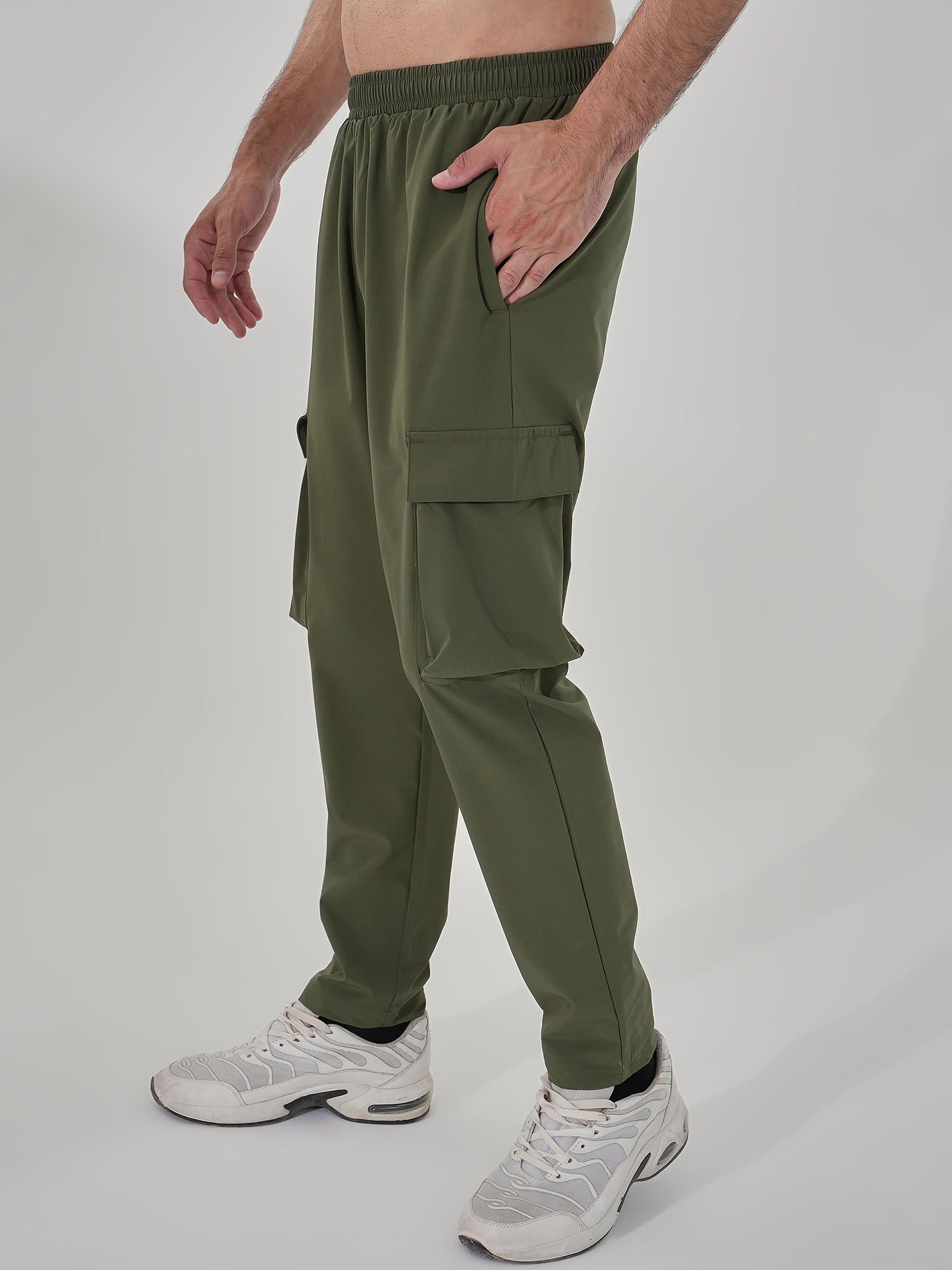 Men Woven Cargo Green Track Pant