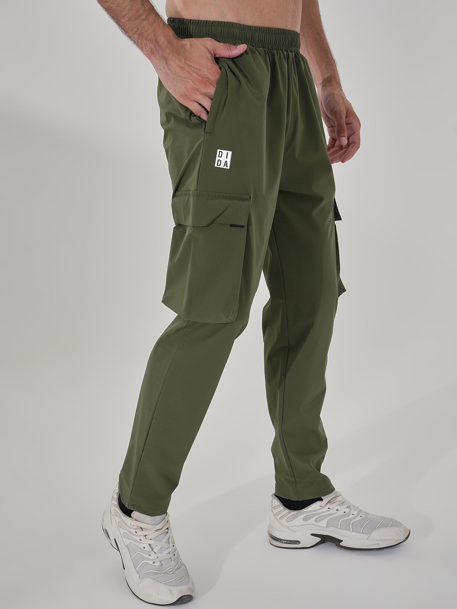 Men Woven Cargo Green Track Pant