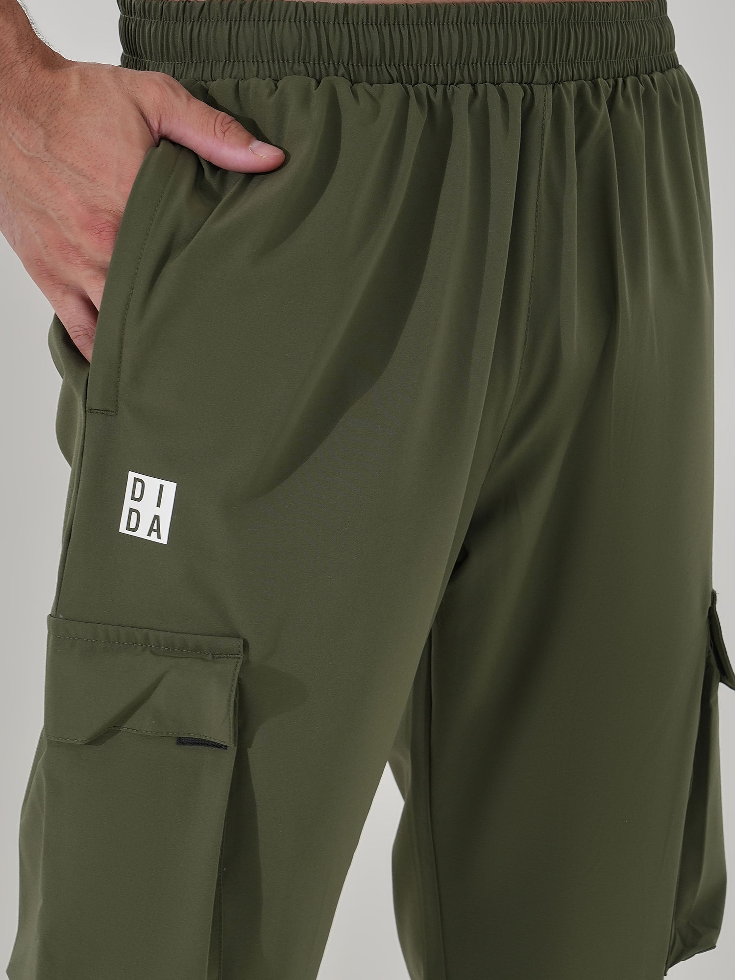 Men Woven Cargo Green Track Pant