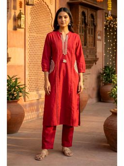 FREYAA - Pink Cotton Embroidered Co-Ord Set With Delicate Thread Work