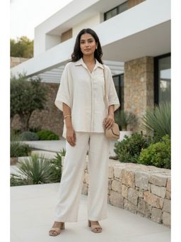 FREYAA - Cream Classic Shirt Style Co-Ord Set
