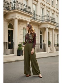 FREYAA - Maroon Floral And Leaf Printed Co-Ord Set