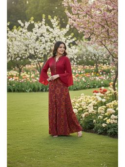 FREYAA - Maroon Elegance Printed Co-Ord Set