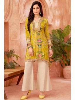 FREYAA - Embroidered Parrot Green Co-Ord Set With Kodi Neckline