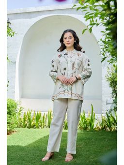 FREYAA - Floral Muse Hand-Embroidered Cotton With Collar Co-Ord Set