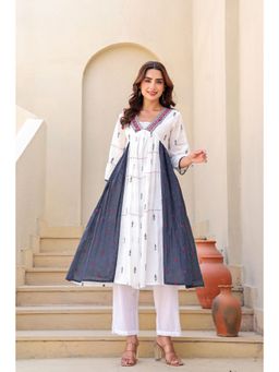 FREYAA - White Weave Embroidered Co-Ord Set