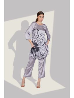 FREYAA - Silver Co-Ord Set With Bold Floral Print