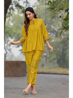 FREYAA - Contemporary Yellow Co-Ord Set With Subtle Work