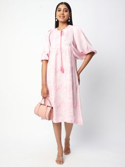 R&B - Pink Printed A-Line Dress