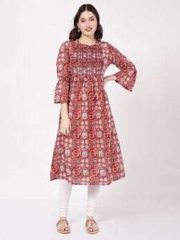 R&B - Rust Geometric Regular Kurta