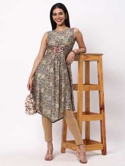 R&B - Grey Embroidery Empire Kurta